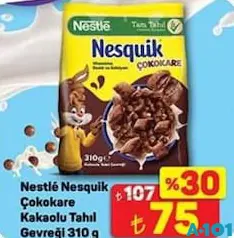 NESTLE NESQUİK ÇOKOKARE KAKAOLU TAHIL GEVREĞİ 310 G fiyat ve kampanya bilgisi